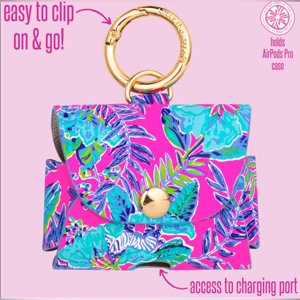 Lilly Pulitzer Pink and Blue airpods Pouch